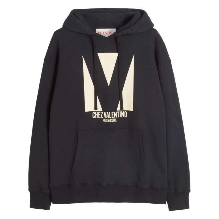 パーカー・フーディ Valentino Drawstring Hood Sweatshirt With Bold Chez Print Valentino Garavani Drawstring Hood Sweatshirt With Bold Chez