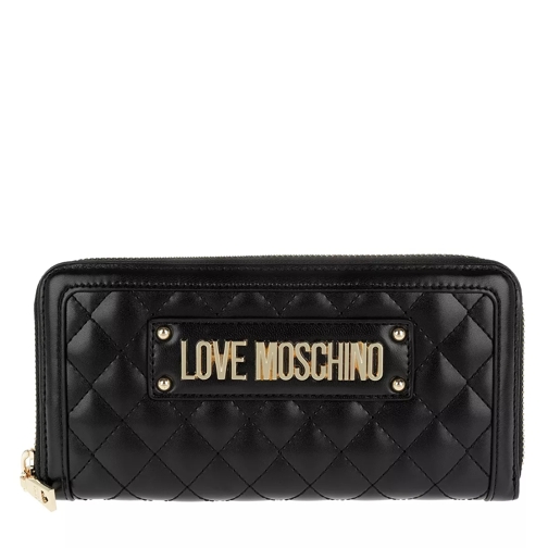 Love Moschino Quilted Wallet Black Portemonnaie mit Zip-Around-Reißverschluss