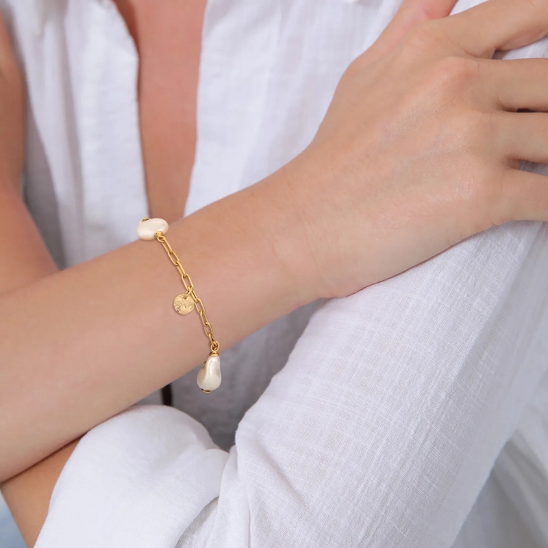 Elli Armband Armband Süßwasserzuchtperlen Rhodonite 925 Sterlin gold(Image 5)