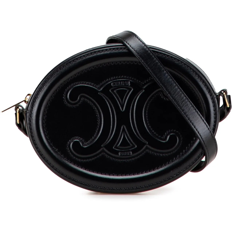 Celine Schultertasche Small Calfskin Cuir Triomphe Oval Crossbody schwarz