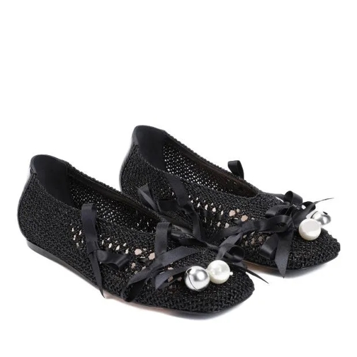 Simone Rocha Bell Charm Crochet Ballerina Black Ballerine