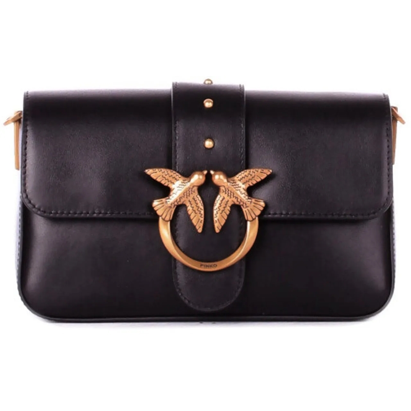 Pinko Fourre-tout Love One Mini Slouchy Fl Nero-Antique Gold schwarz