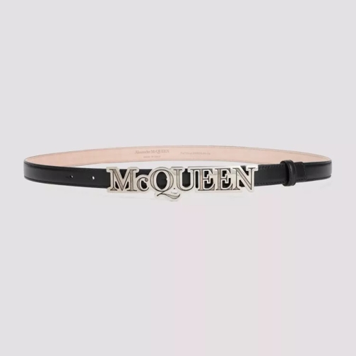 Alexander McQueen Ledergürtel Black Calf Leather Belt Black