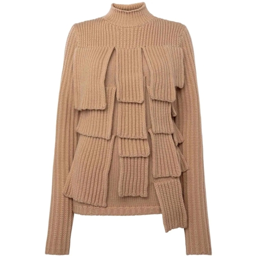 J.W.Anderson Pull à col roulé Panelled Ribbed Jumper Brown