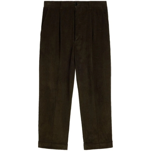 AMI Paris  Carrot Cotton Cropped Trousers Brown