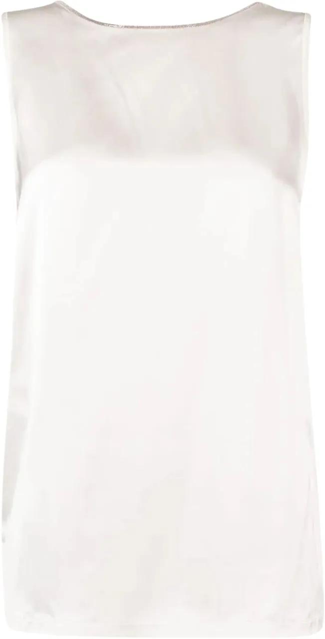 Thumbnail - Fabiana Filippi - Sleeveless Silk Blend Top - Größe 40 - white