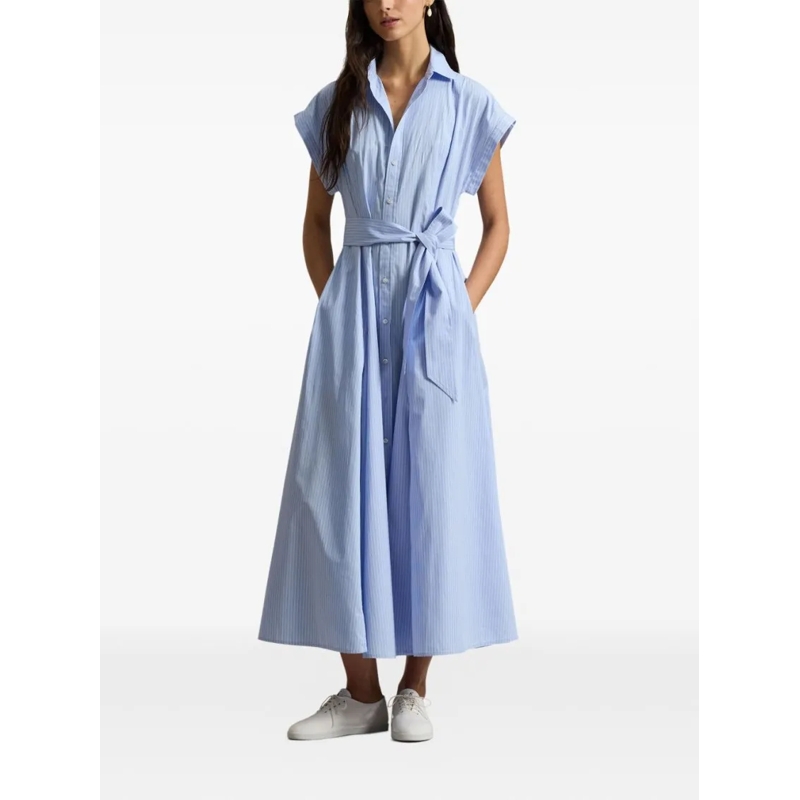 Polo Ralph Lauren Midikleid Gestreiftes Blusenkleid in Midi-Länge blau(Image 2)