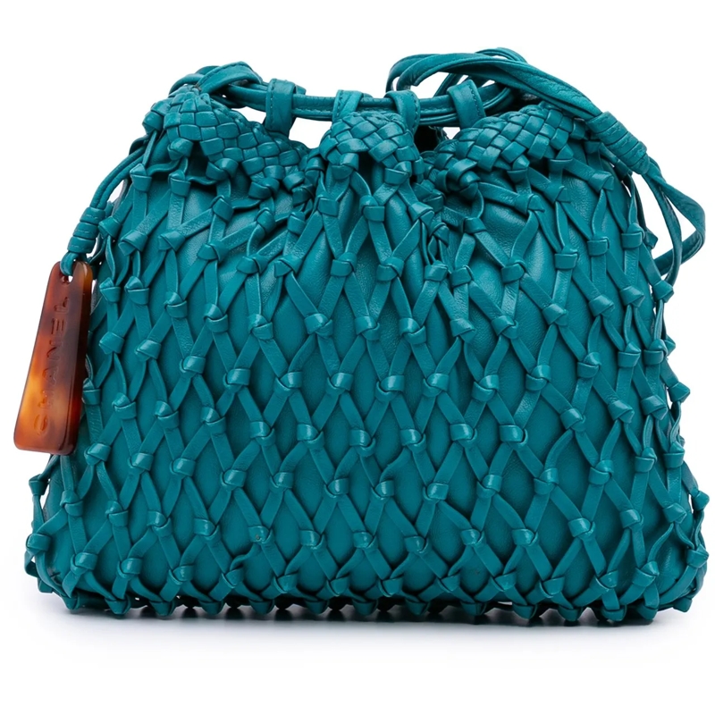 Chanel Sac à bandoulière Woven Lambskin Drawstring Pouch blau