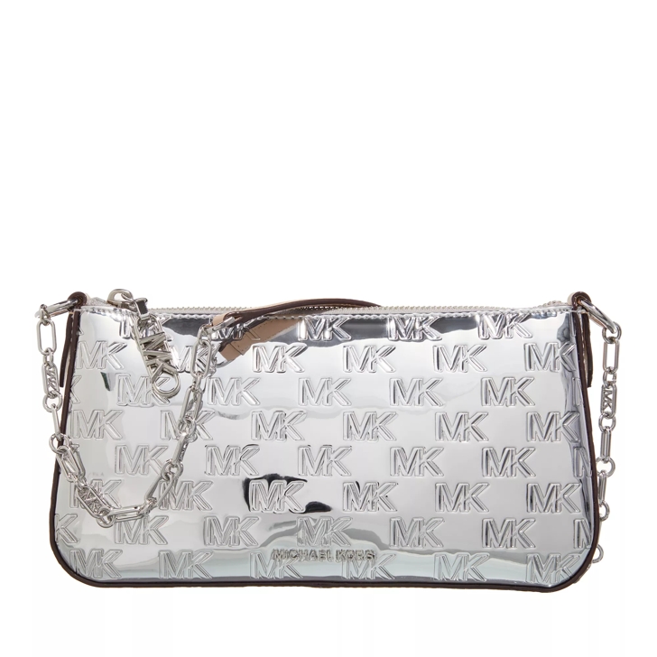 Michael Kors Empire Medium Chain Pouchette Silver Shoulder Bag