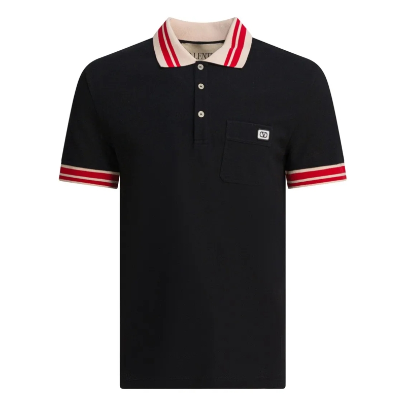 Valentino Garavani Polo shirt Short-Sleeve Polo Shirt With Contrast Collar Black