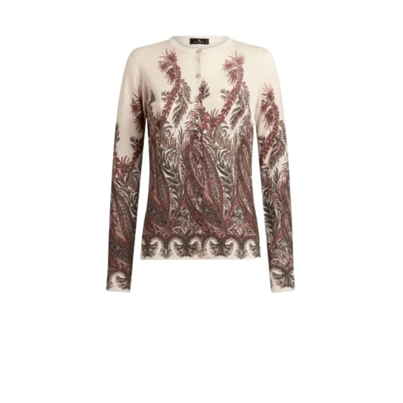 Etro Strickjacke Floral Paisley Print Silk-Cashmere Cardigan Multicolor