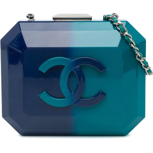 Chanel Clutch 2014 CC Ombre Acrylic Clutch on Chain blau