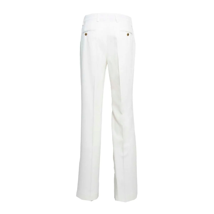 パンツ Etro White Viscose Straight Trousers With Slub Effect Etro White Viscose Straight Trousers With Slub Effect White