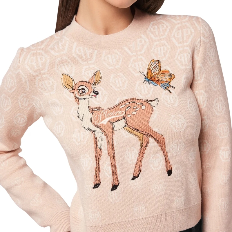 Philipp Plein  Pullover Round Neck Ls Monogram beige(Image 5)