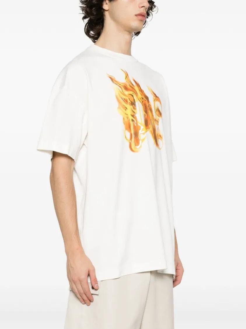 Palm Angels - T-Shirt With Logo - Größe XL - weiß