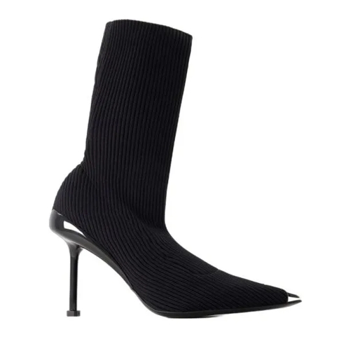 Alexander McQueen Pointed-Toe Ankle Boots - Leather - Black Black Stövlar