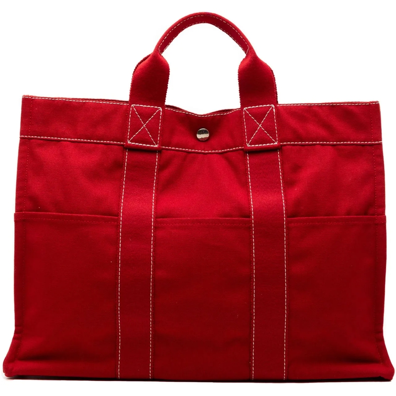 Hermès Shopper Canvas Sac Deauville MM rot