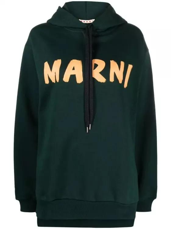 Thumbnail - Marni - Logo-Print Cotton Hoodie - Größe 38 - schwarz