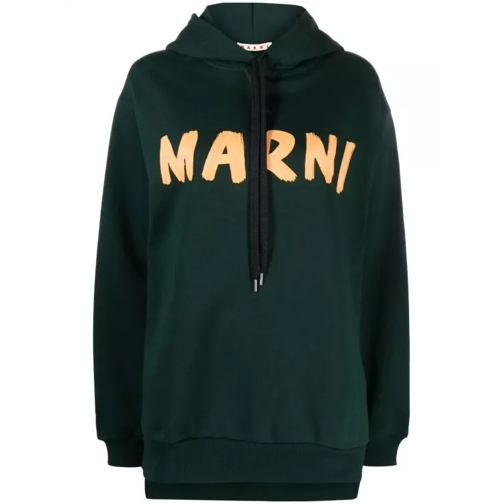 Marni Logo-Print Cotton Hoodie Black 