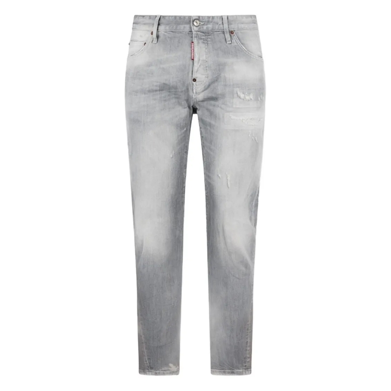 Dsquared2 Jeans Slim Fit Light Grey Distressed Jeans With Tapered  White