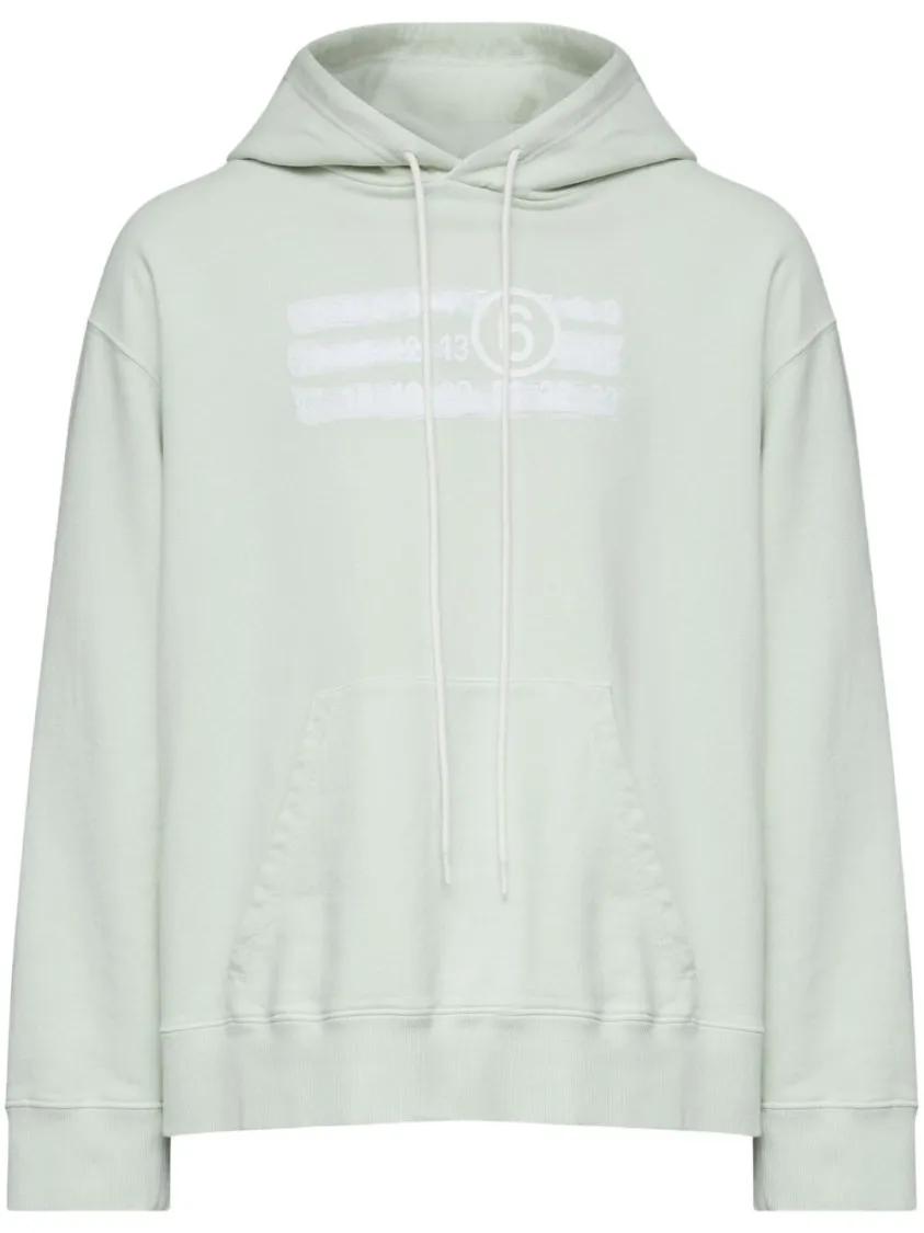 Thumbnail - MM6 Maison Margiela - Mint Green Hoodie With Slouchy Hood - Größe M - white