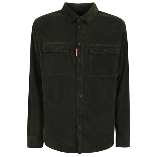 Dsquared2 Hemden Stretch Cotton Velvet Shirt With Button Closure An Green