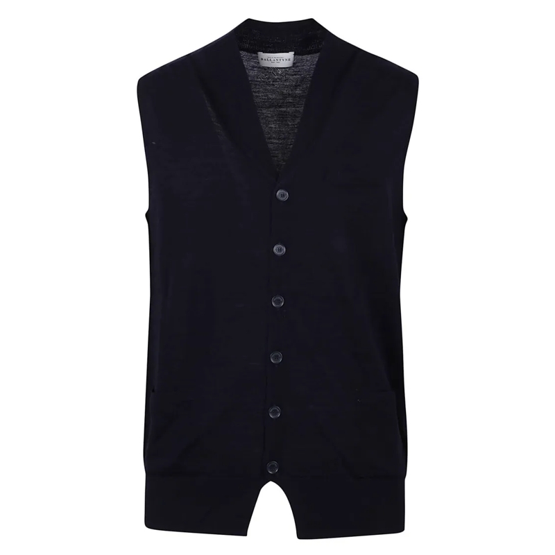 Ballantyne  Blue Wool Fine-Knit Waistcoat Blue