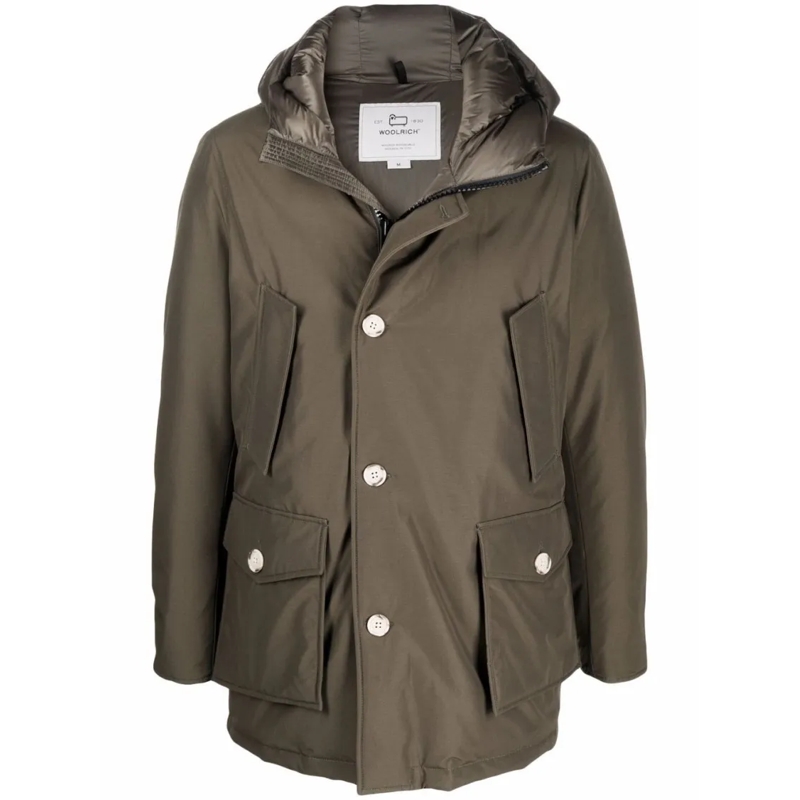 Woolrich Parka Deep Green Cotton-Blend Padded Parka Green