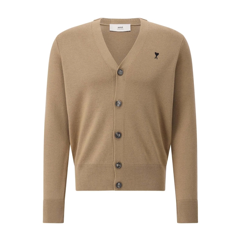 AMI Paris Strickjacke Cardigan aus Merinowolle Braun