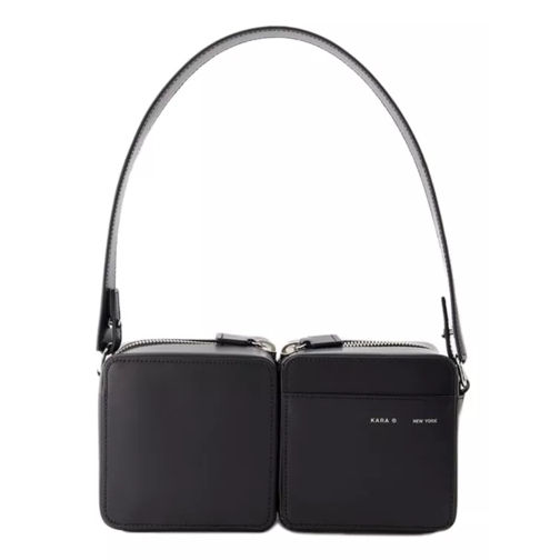 Kara Hobo Stacked Bag - Leather - Black Black Crossbodytas