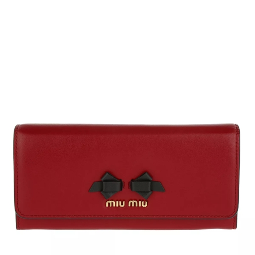 Miu Miu Wallet Continental Bow Detailed Fuoco/Nero Continental Wallet