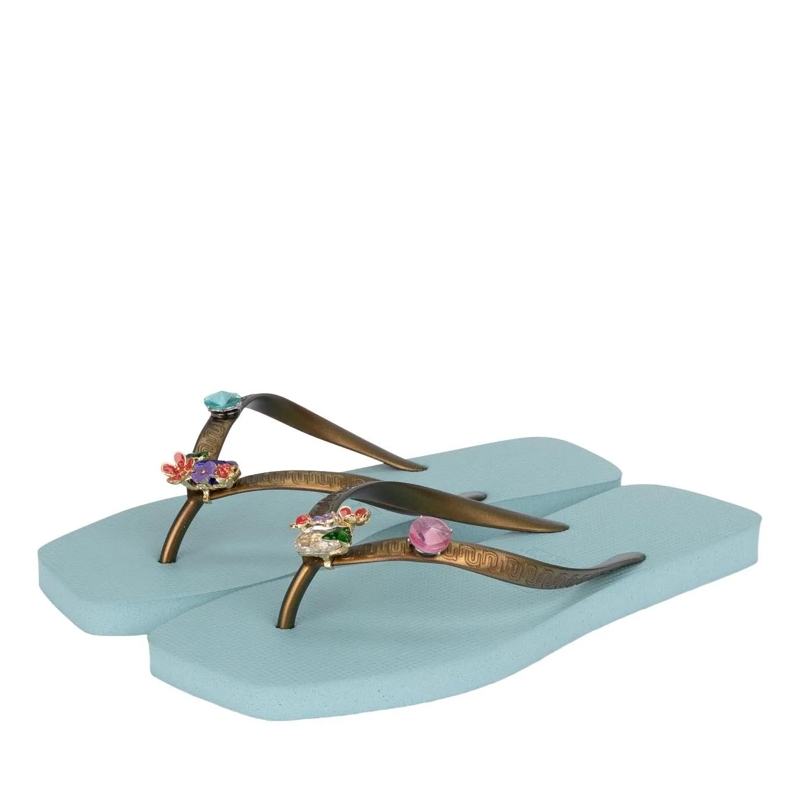 UZURII Flip Flops flip flop Flore Square ocean(Image 3)