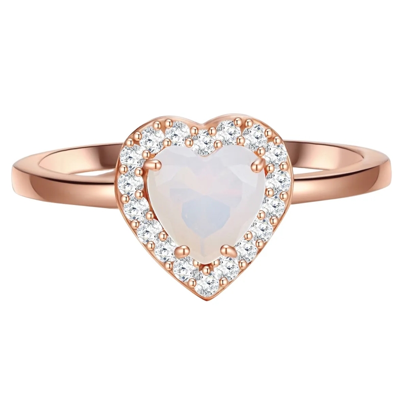 Glanzstücke München Ring Sterling Silber Ring Mondstein (synth.) Herz rosegold