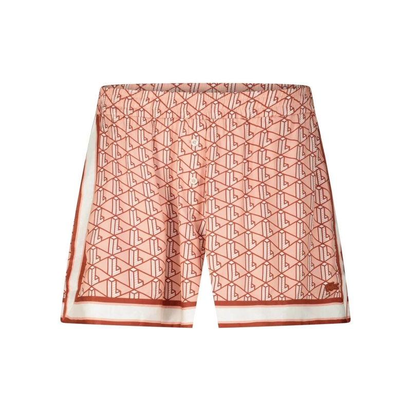Lacoste Bermuda-Shorts Satinshorts mit Jacquard-Monogramm Braun