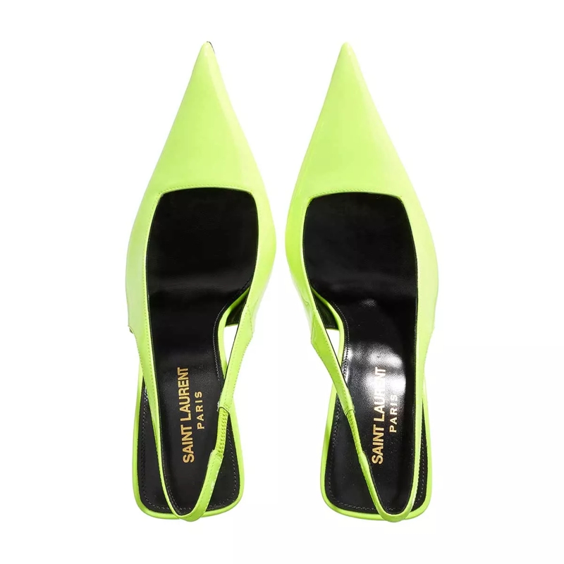 Saint Laurent Pumps Kiss Patent Leather Slingback Pumps Jaune Fluo(Image 4)