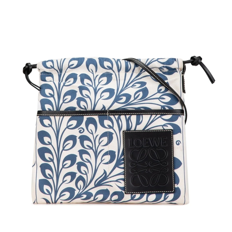 Loewe Sac à bandoulière Anagram Canvas Drawstring Crossbody weiß