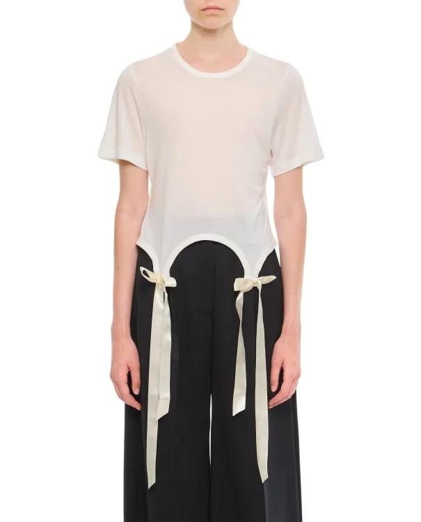 Simone Rocha - Easy T-Shirt W/ Bow Tails - Größe XS - weiß