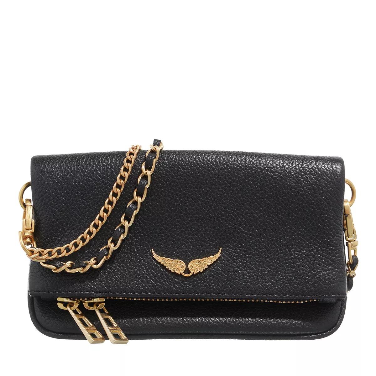 Zadig Voltaire Rock Nano Grained Leather Noir Gold Mini Tas