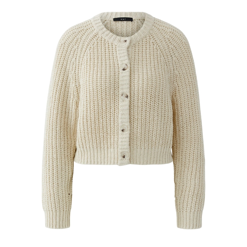 Oui Strickjacke Strickjacke creme
