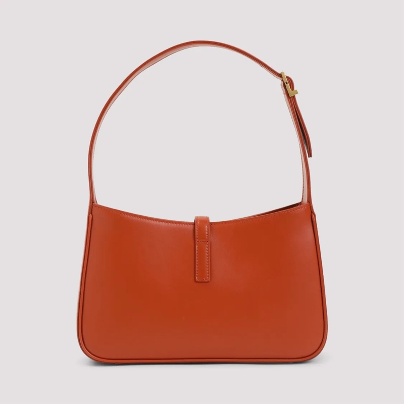 Saint Laurent Schultertasche Mandarin Leather Hobo Bag With Golden Hardware Orange