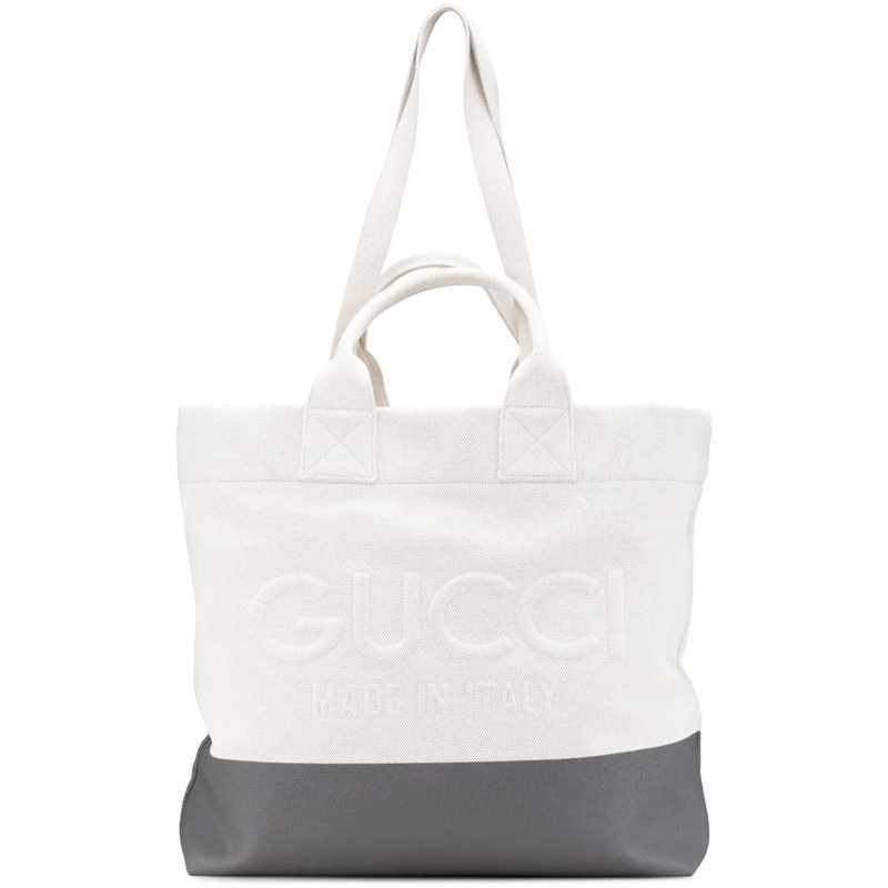 Gucci Schultertasche Canvas Embossed Logo Tote weiß