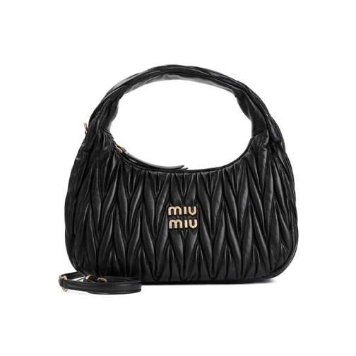 Miu Miu Leather Matelassè Wander Shoulder Bag Black Schultertasche