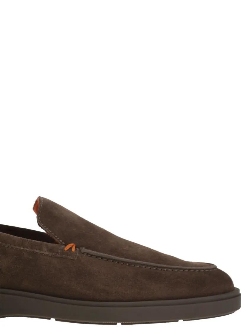 Thumbnail - Santoni Loafer - Brown Suede Loafers With Orange Thread Accents - Gr. 6 - in Schwarz - für Damen