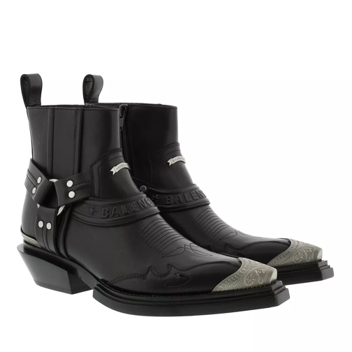 Balenciaga Santiag Harness Boots Leather Silver/Black Ankle Boot