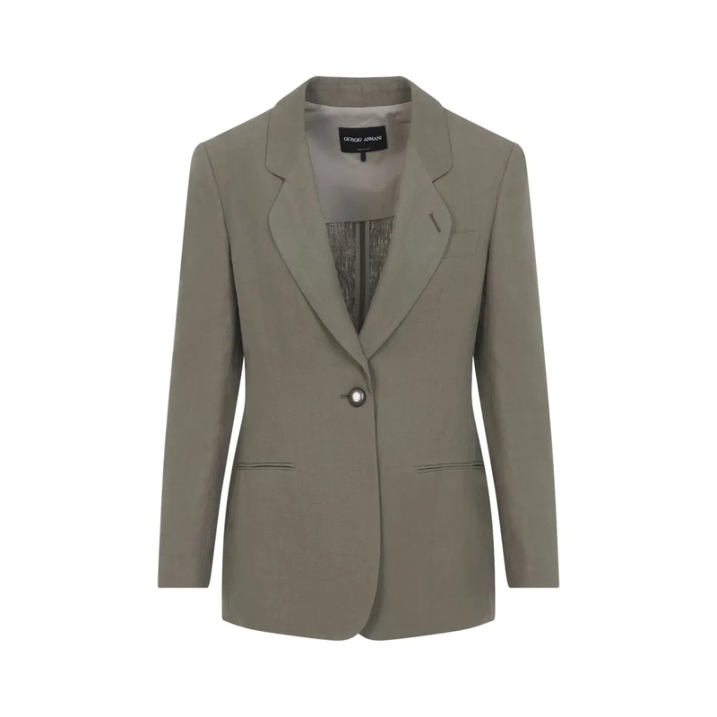 Giorgio Armani Blazer Tailored Grey Linen Blazer With Notched Lapels And Grey