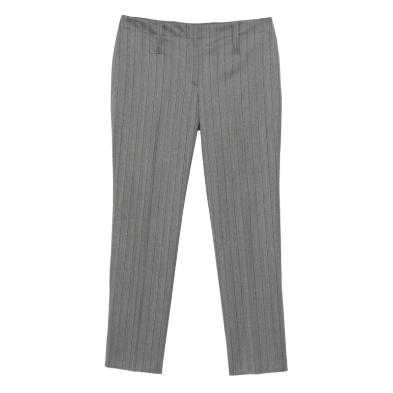 Alexander McQueen  Cropped Grey Trousers With Vertical Pinstripe Grey