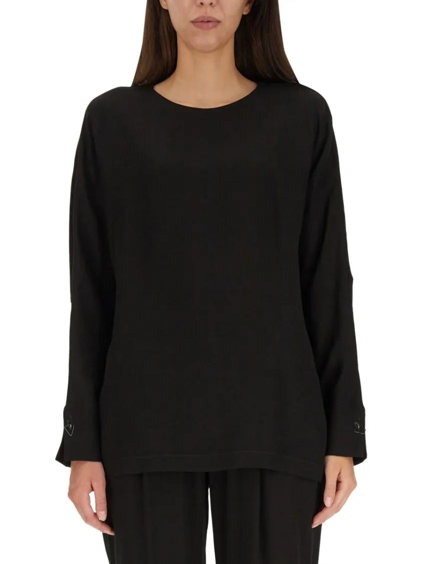 Thumbnail - Fabiana Filippi - Relaxed Crepe Top - Größe 42 - schwarz