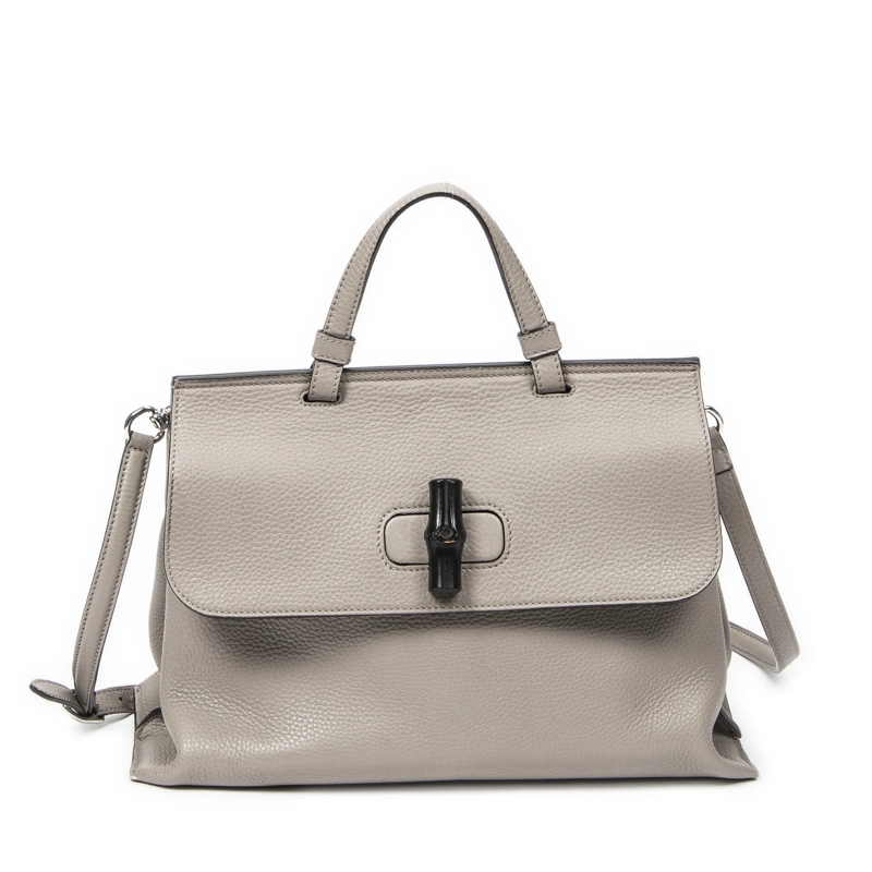 Gucci Crossbody Bag Medium Bamboo Daily Top Handle grau