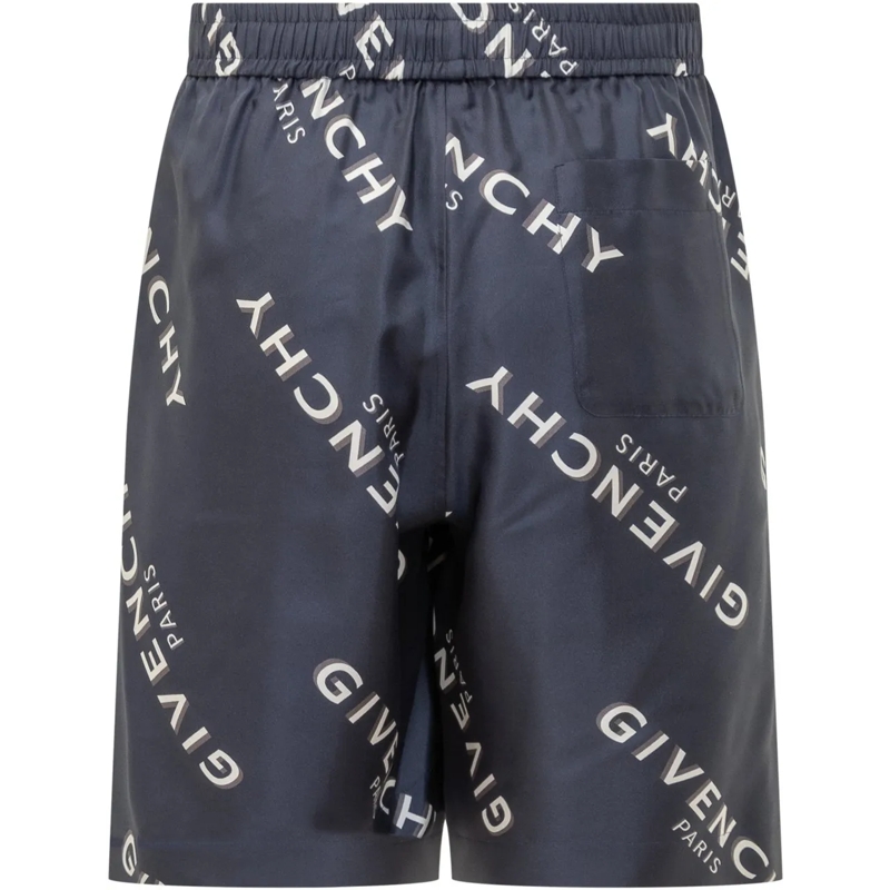 Givenchy Shorts Shorts Blu in Seta con Logo dunkelblau(Image 2)