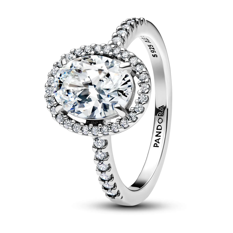 Pandora Ring Ovaler Funkelnder Strahlenkranz Statement-Ring Sterling Silber
